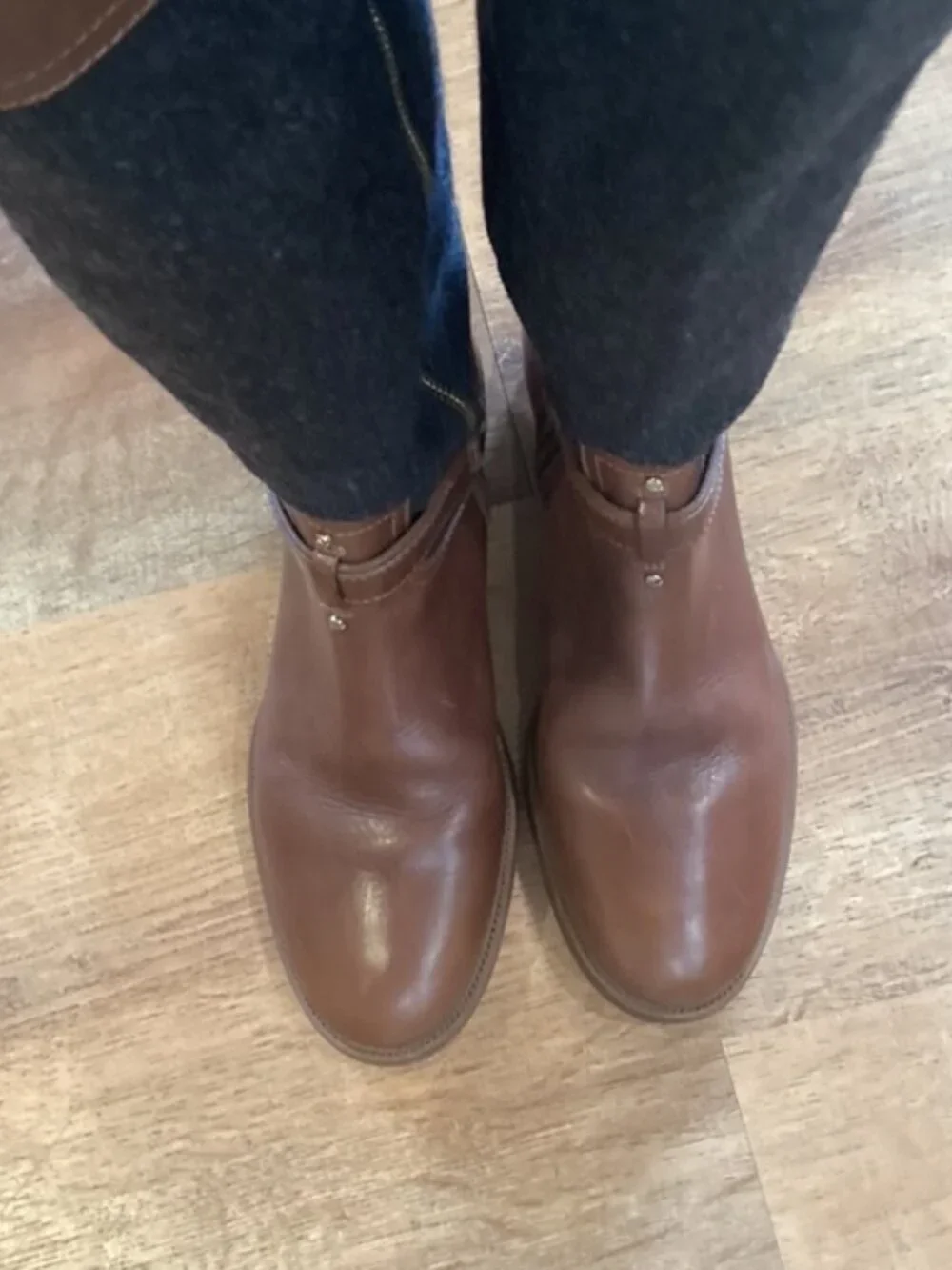 Tory Burch Riding Boots Knee‎ High Leather & Faux Wool Zippered Size 10 Medium